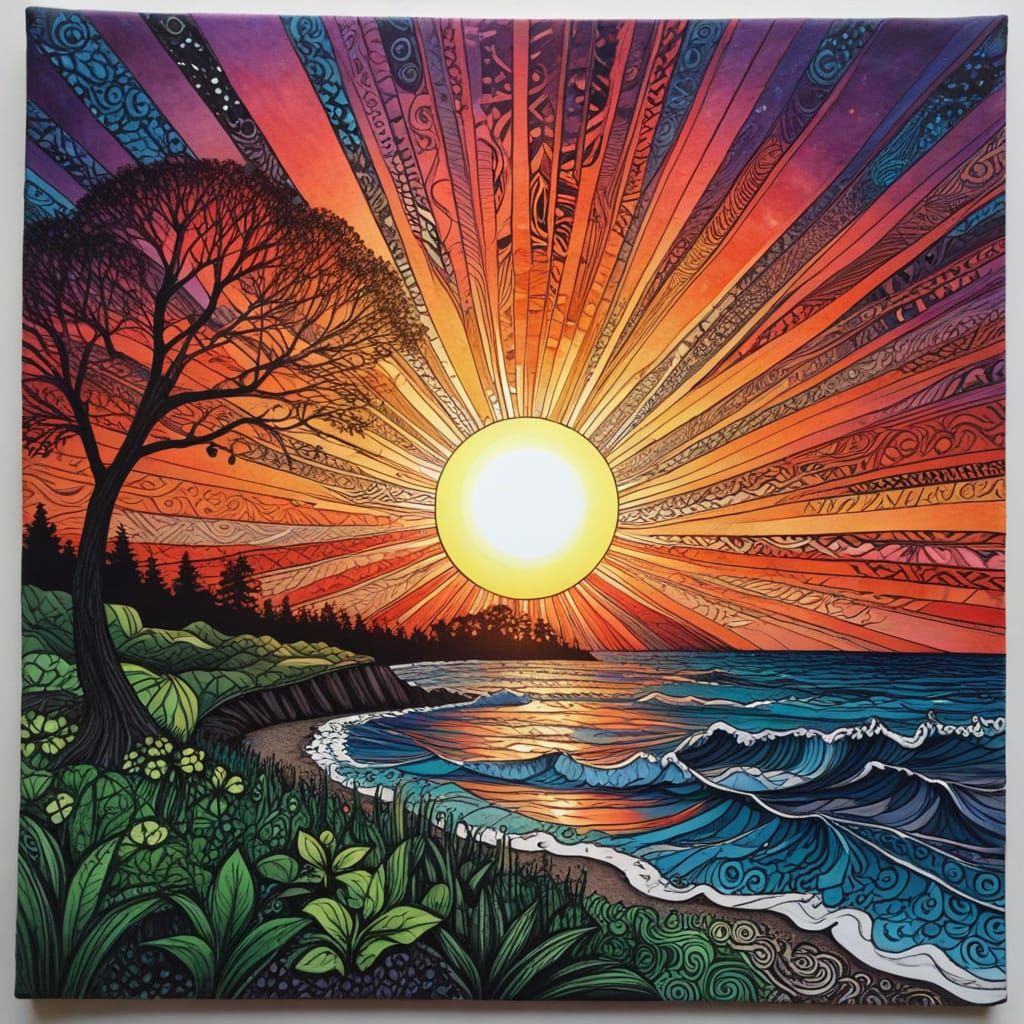 Zen Sunrise of Hope in Vibrant Colors
