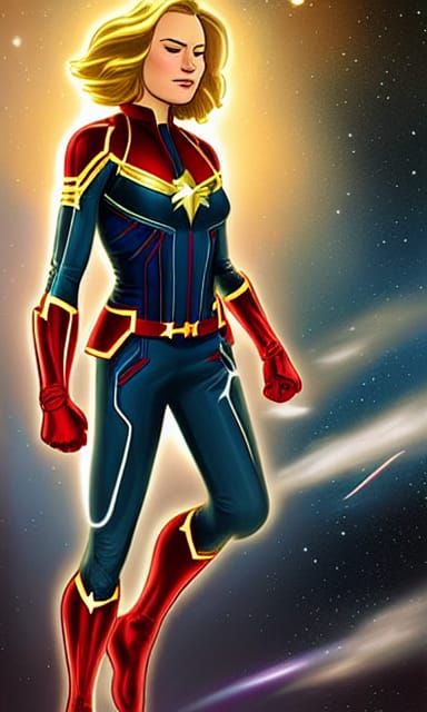 Captain Marvel in Space: Cosmic Superhero Portrait