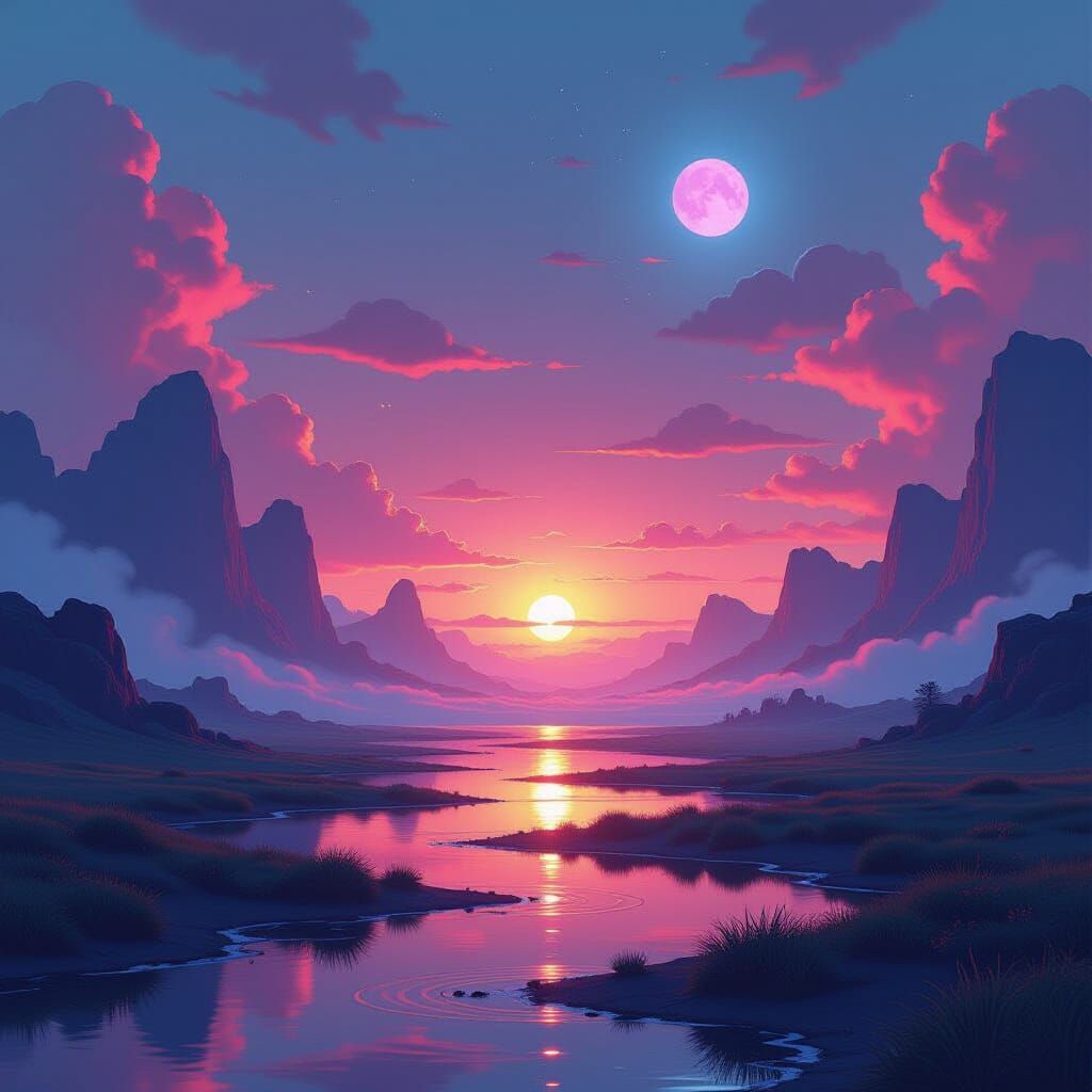 Surreal Dreamscape in Vibrant Digital Art Style
