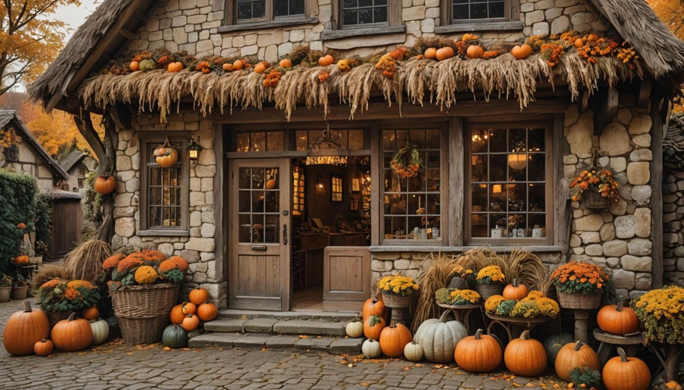 Fantasy Rustic Shop in Autumn Village: Narrative Photography
