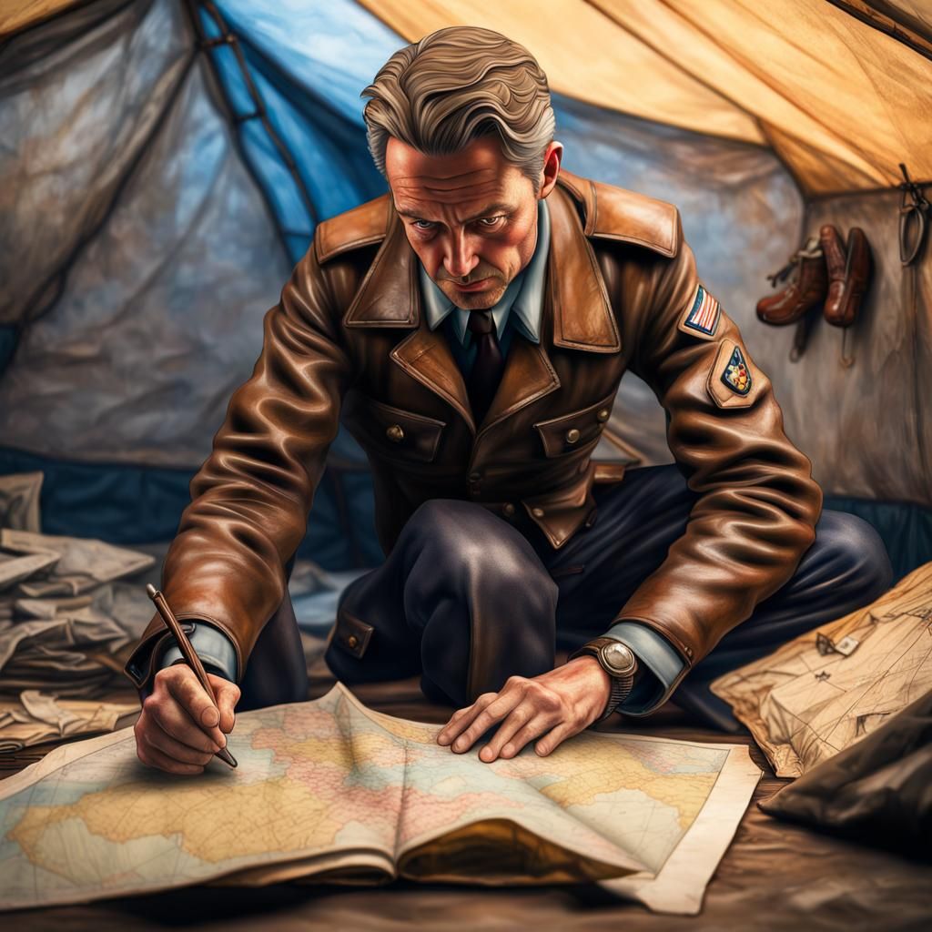 WW2 British Pilot Planning Mission: Hyperrealistic Concept A...