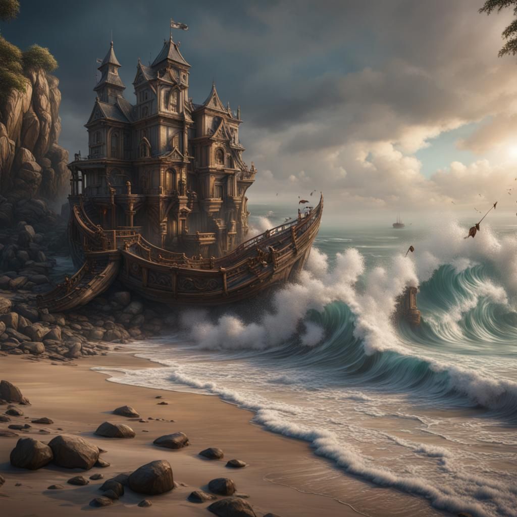 Treasure Washed Ashore: Detailed Matte Painting