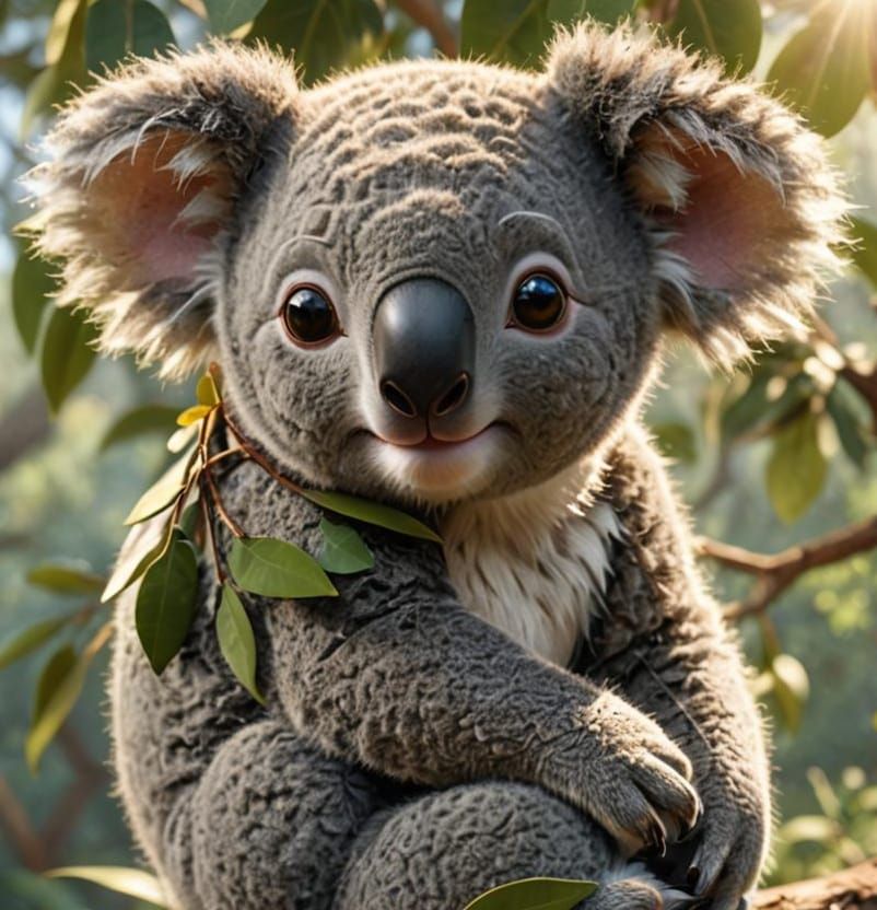Detailed Cute Baby Koala Bear in 3D
