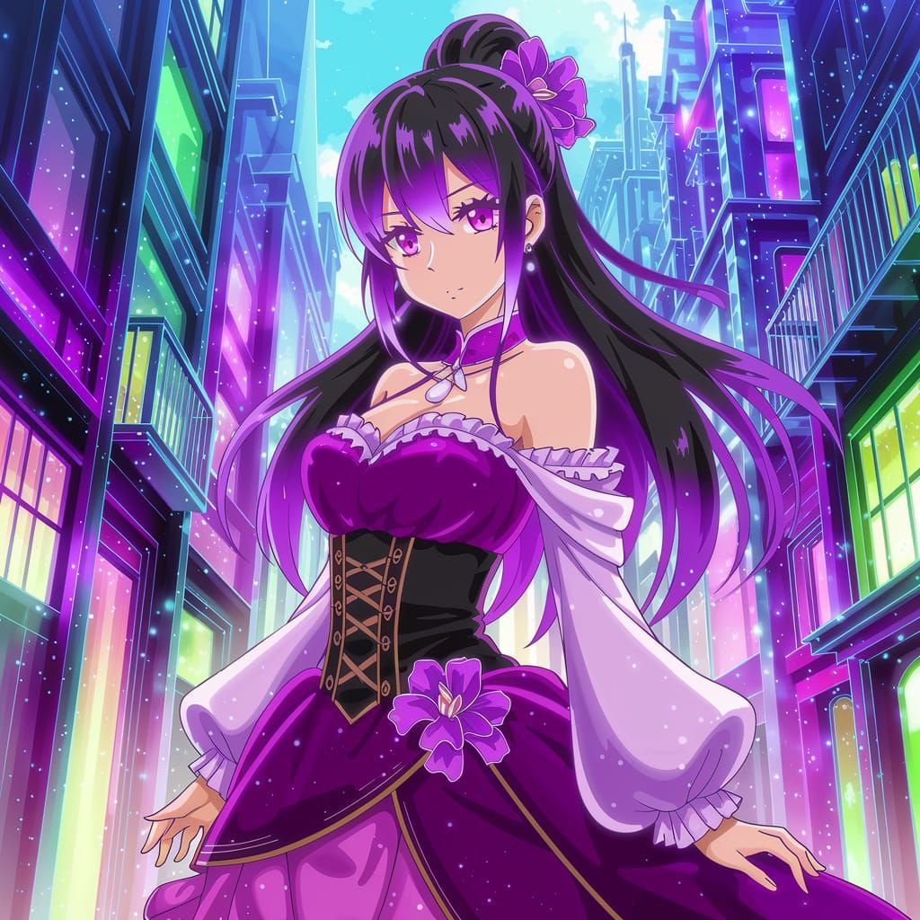 Vibrant Manga-Inspired Portrait of Frieren in Fantastical Ci...