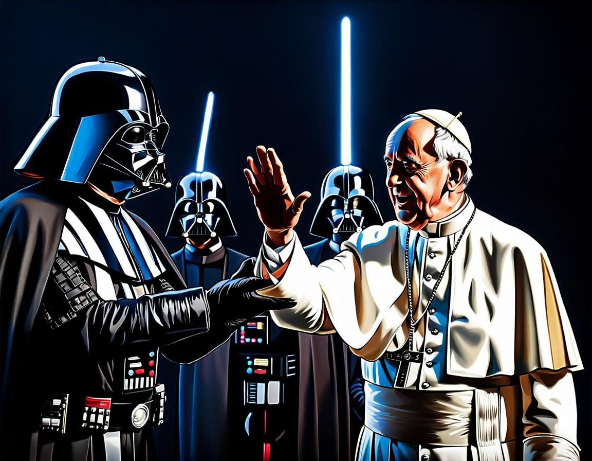 Pope Francis and Darth Vader High-Five Victory