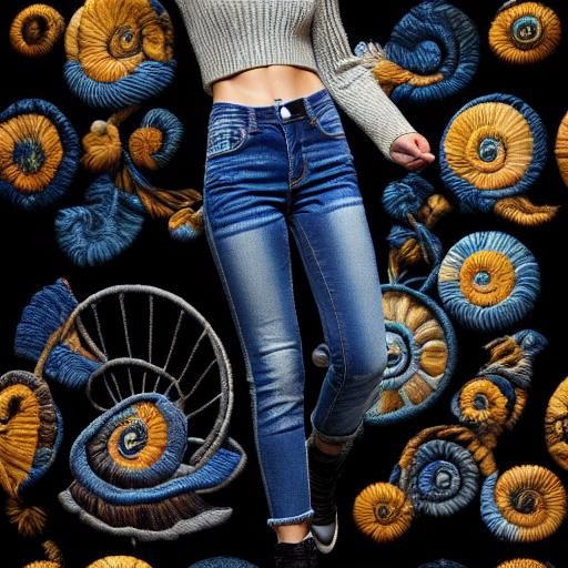 High Fashion Model Showcases Upcycled Embroidered Jeans