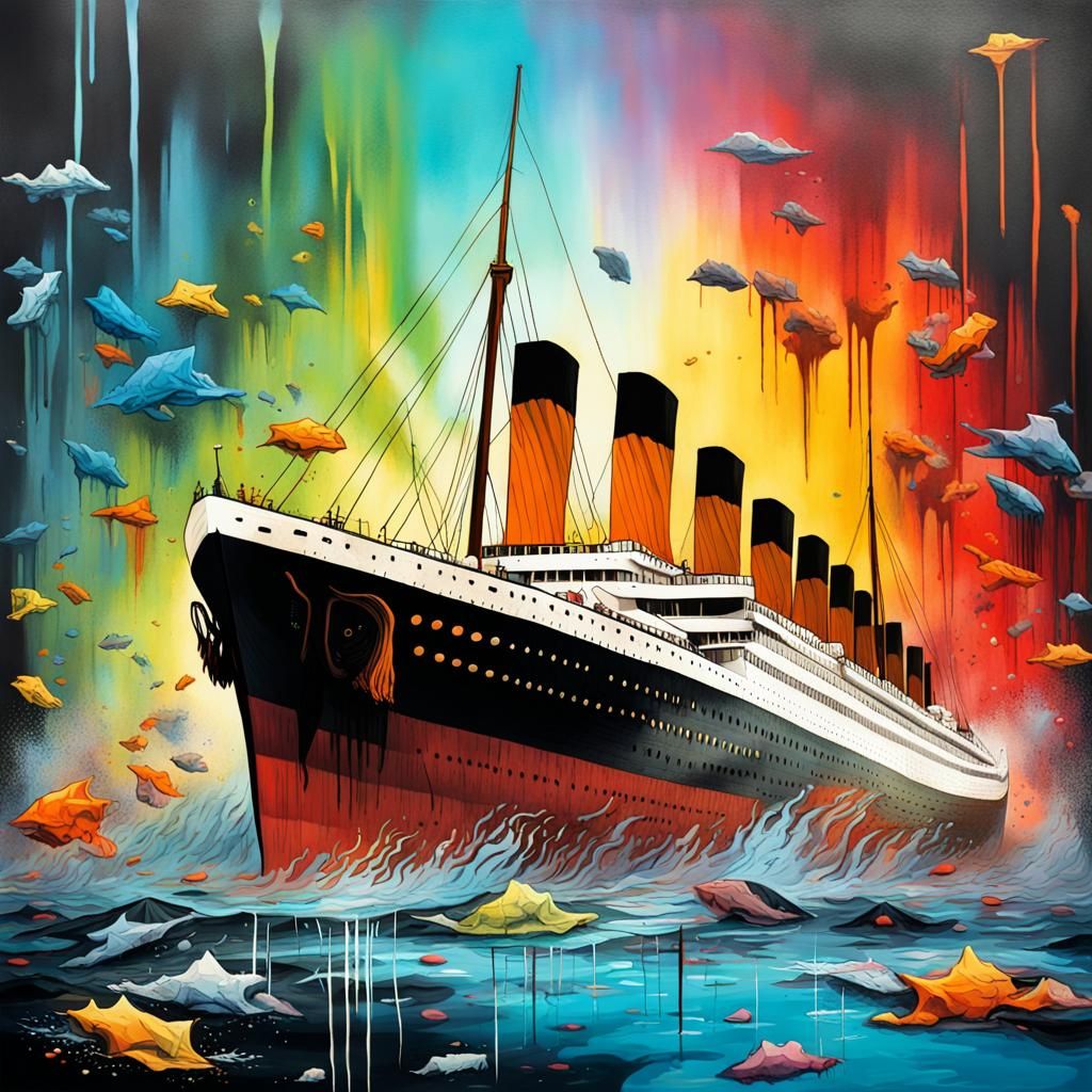 Titanic Sinking: Graffiti Art in Polychromatic Detail