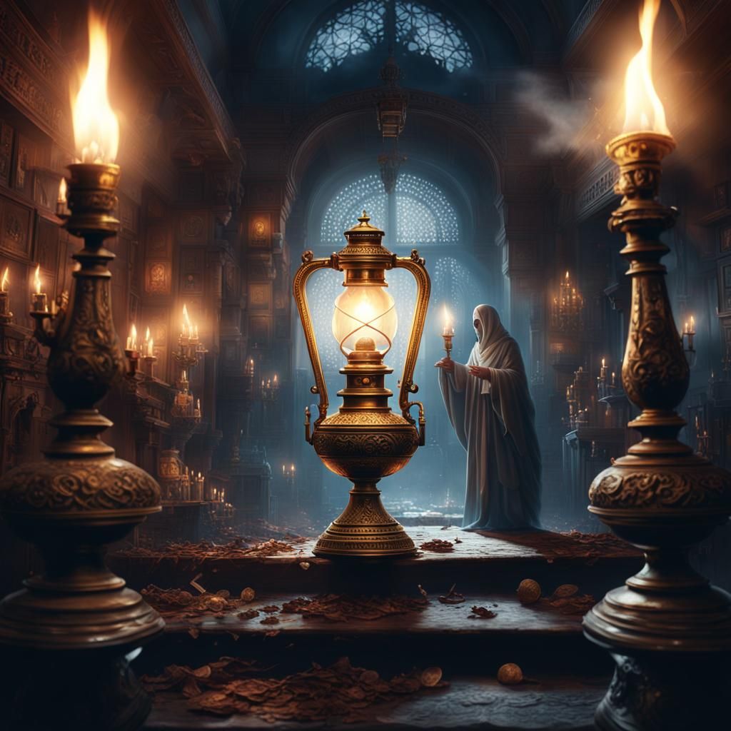 Ghost Emerges from Oil Lamp: Digital Matte Painting