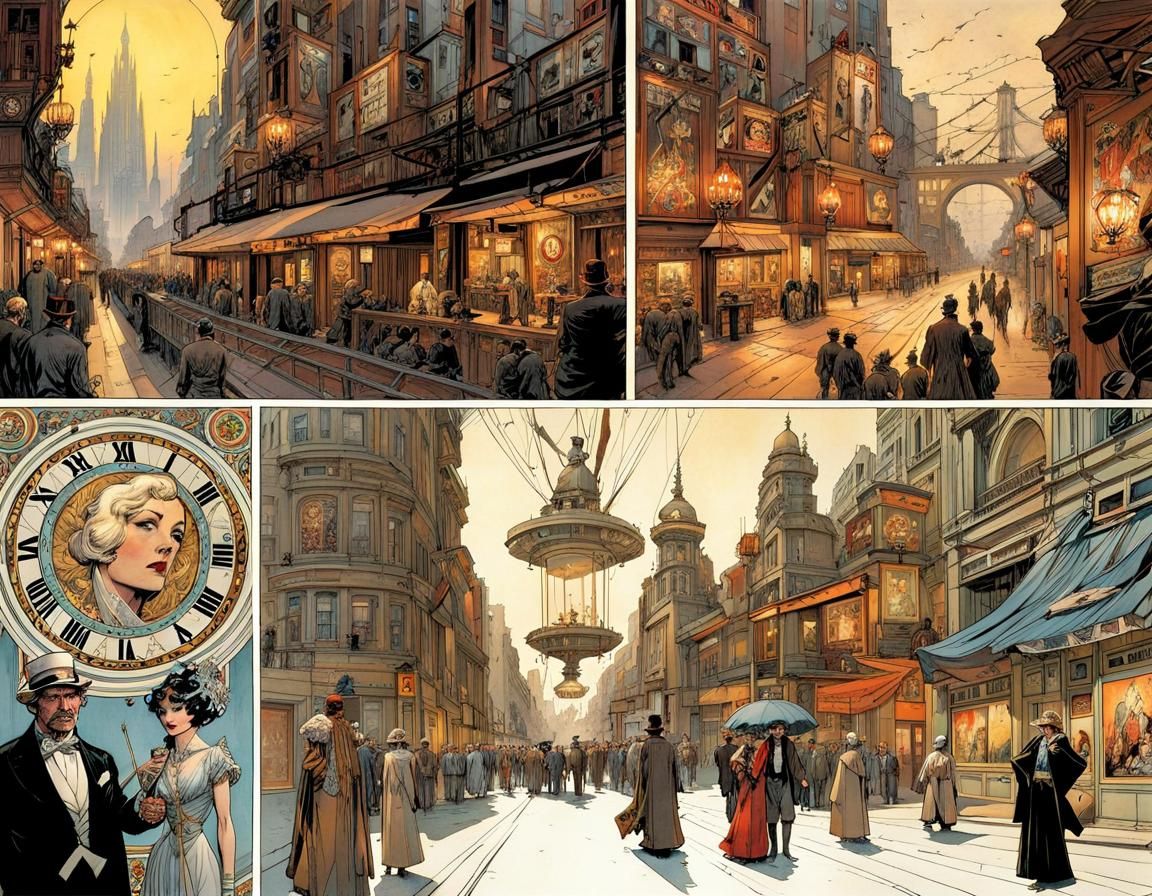 Art Nouveau Comic Book Page from Mnemosyne Terrace