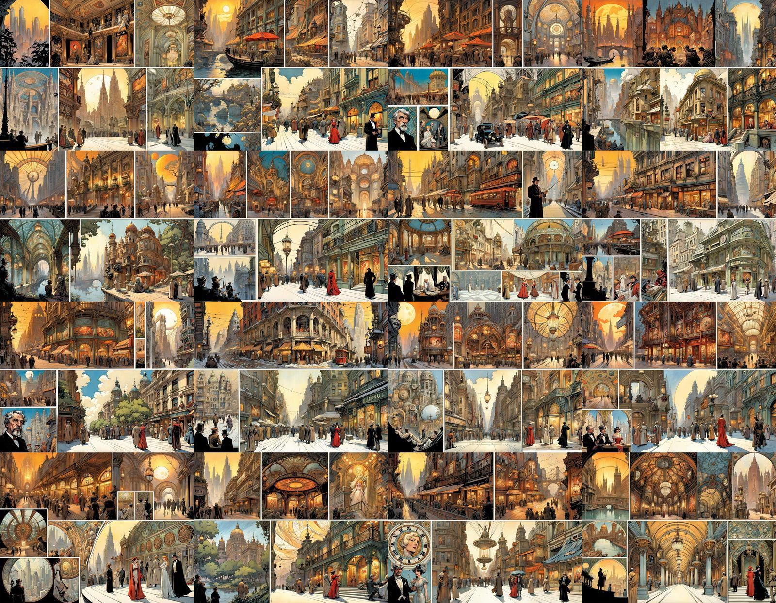 Art Nouveau Comic Book Page Illustration