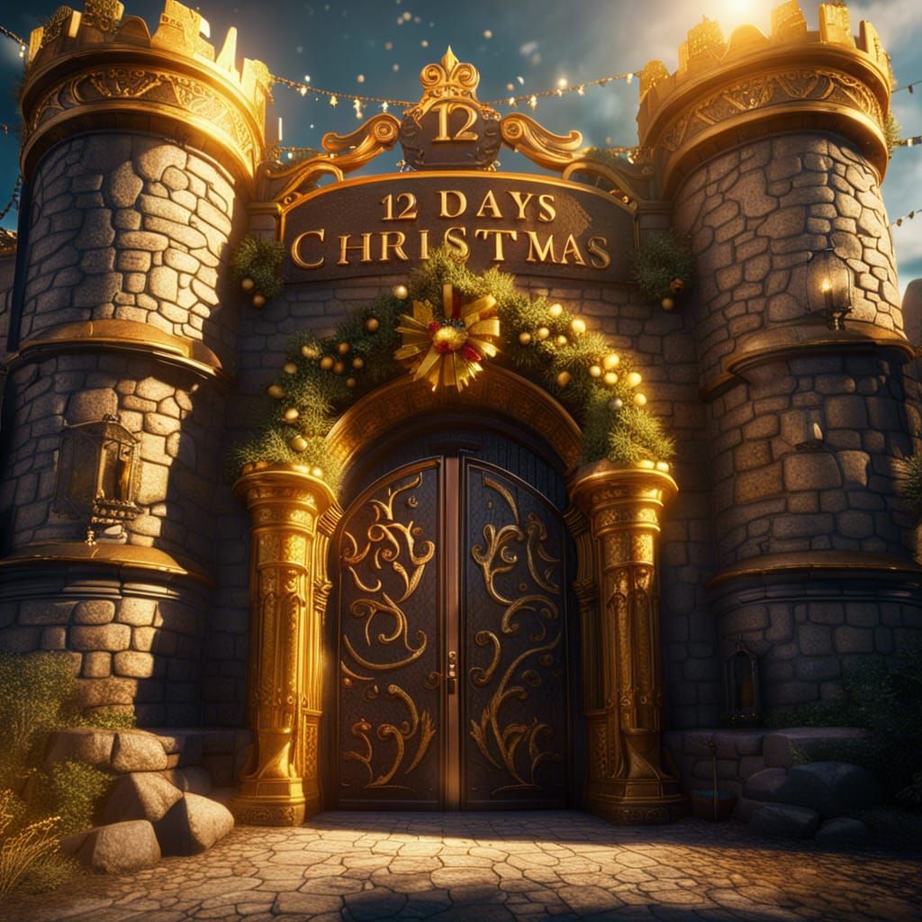 Golden Castle Gate with Christmas Celebration
