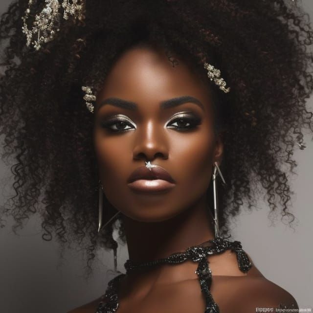 Stunning Black Girl Portrait in Digital Art Style