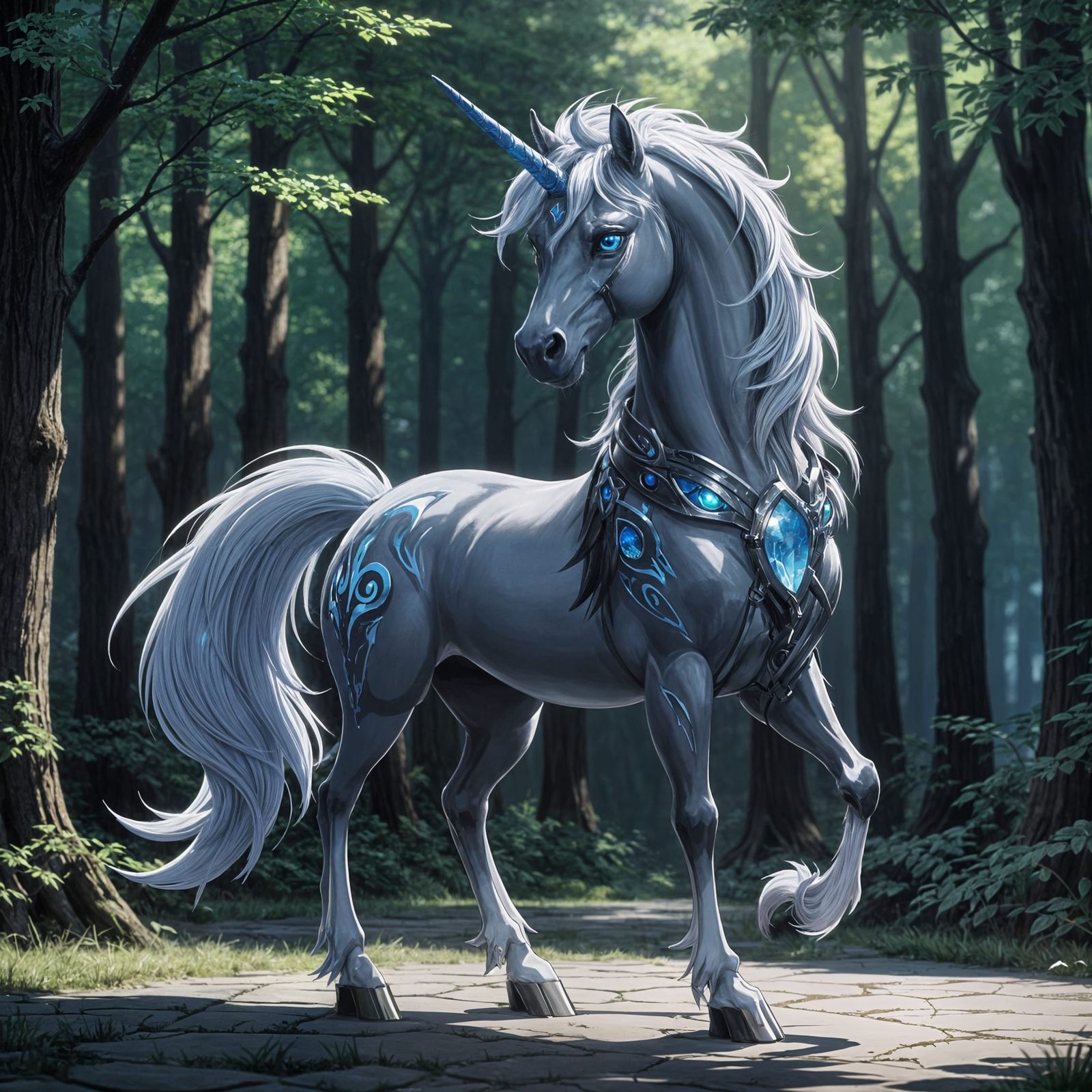 Blue Alicorn with Shadow Cutie Mark, Ghibli Style