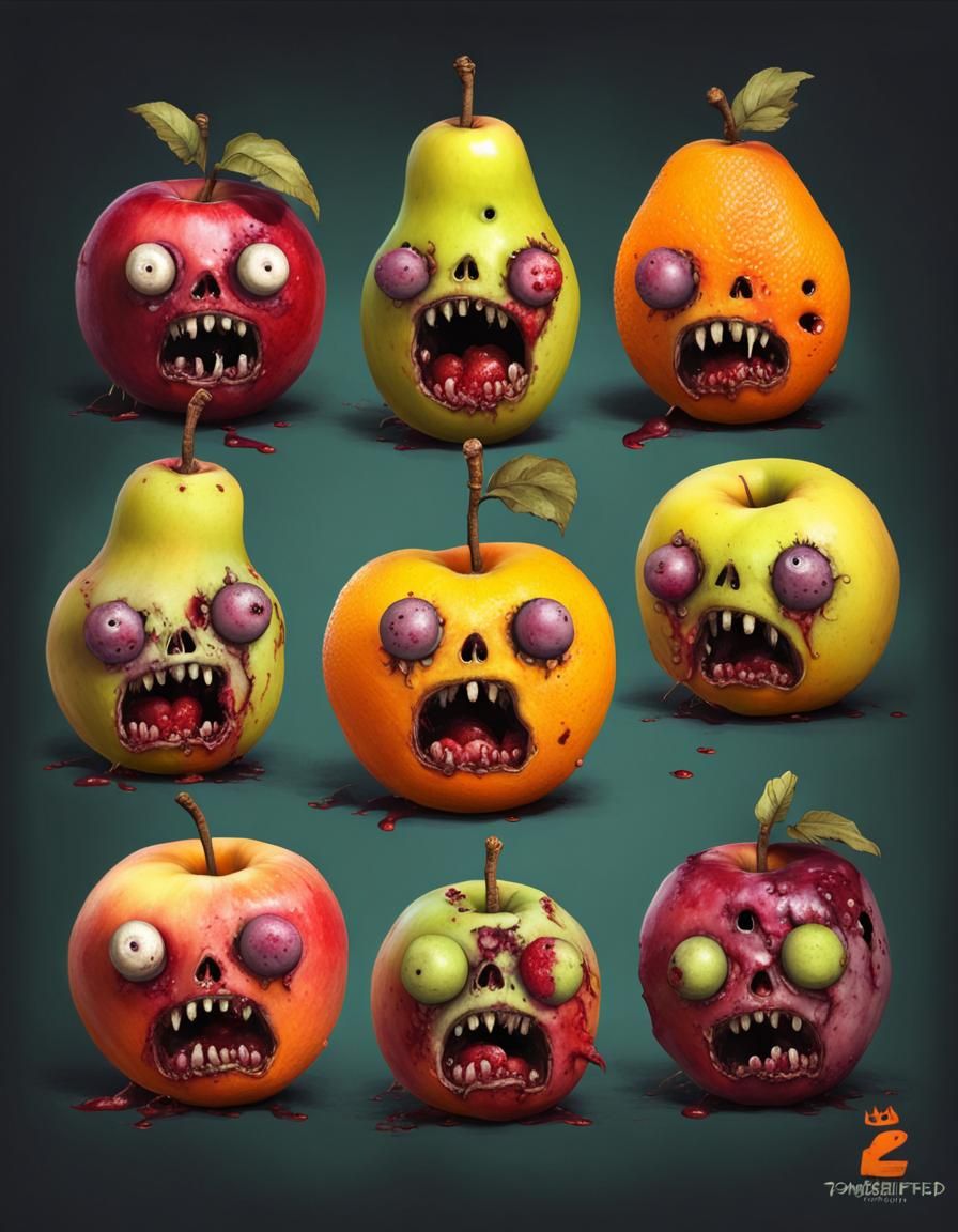 Zombified Fruit Army: Decay and Vibrant Undead