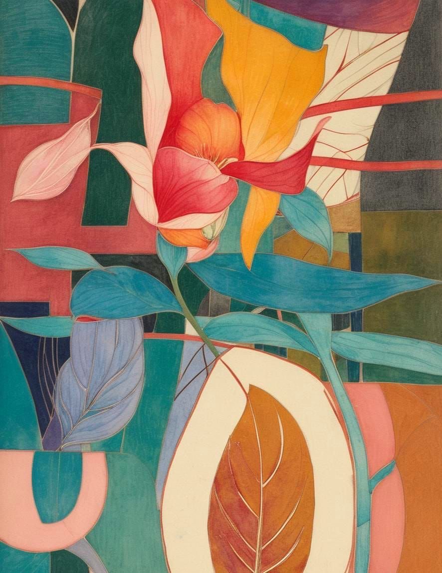 Stylized Plant Illustration in Mackintosh Style