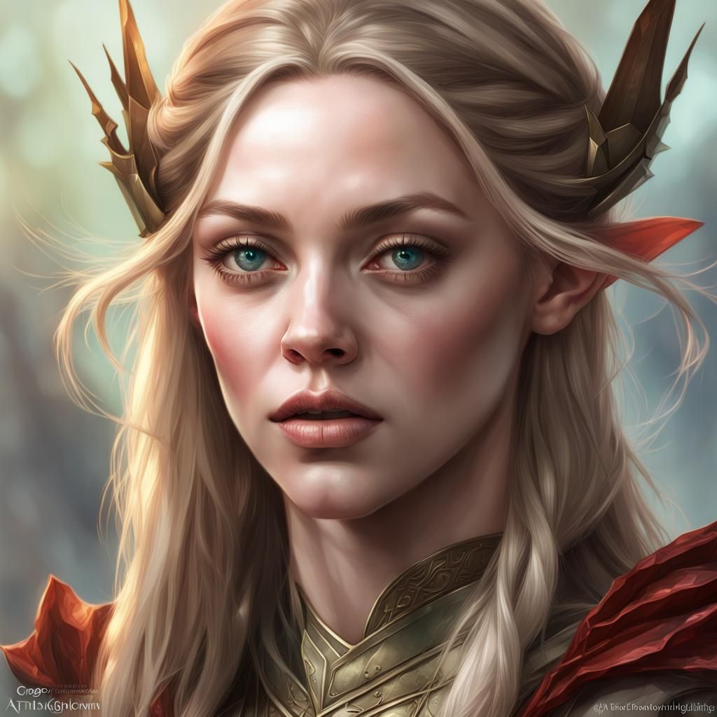 Young Elf Warrior Portrait in Hyperdetailed Style
