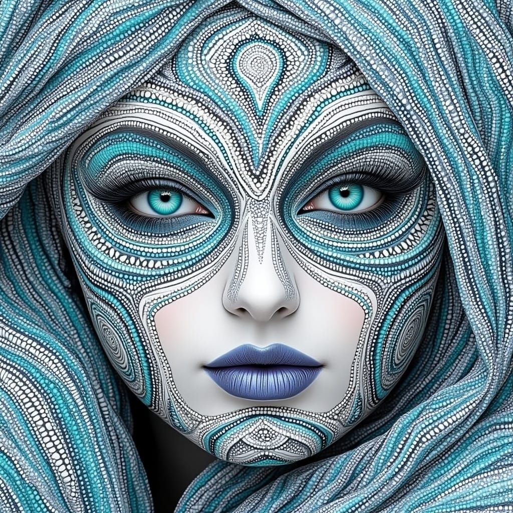 Vibrant Surreal Portrait in Baroque Style with Intricate Man...