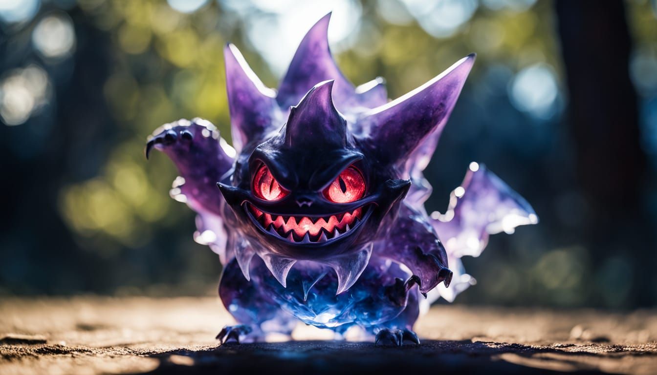 Gengar as Red Crystal Formation in Vivid 8k Photography