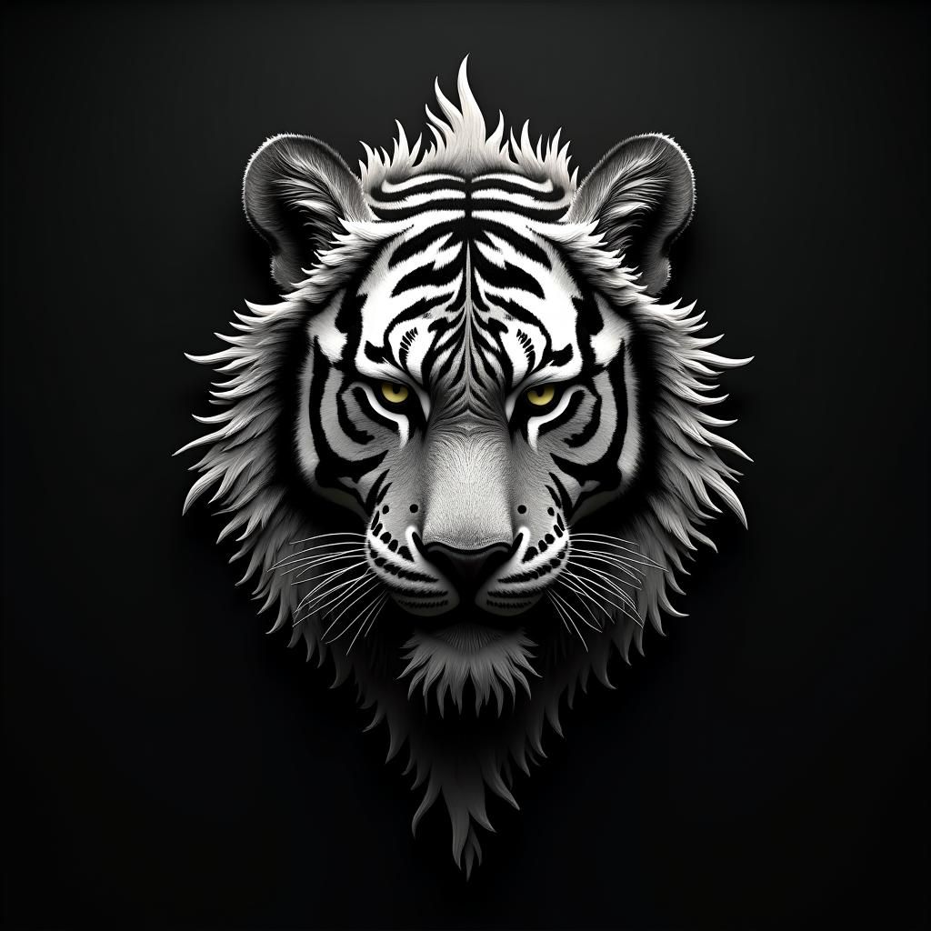 Majestic Tiger Head Logo in Detailed Matte Painting Style