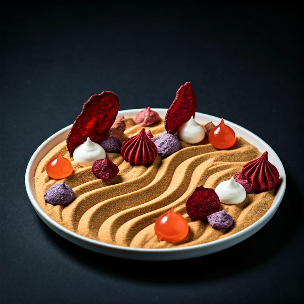 Edible Dessert Desert Landscape with Meringue Rocks