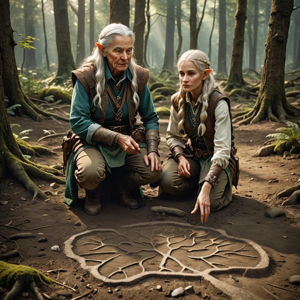 Elven Ranger Teaches Tracking, Digital Art