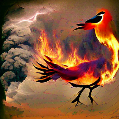Bird in Firestorm: A Dramatic AI Image