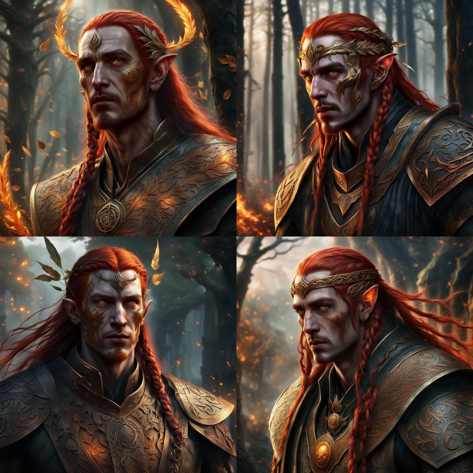 High Elf with Braided Hair in Digital Painting