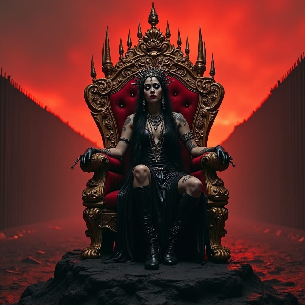 Gothic Kali Overlooks Barren Wasteland