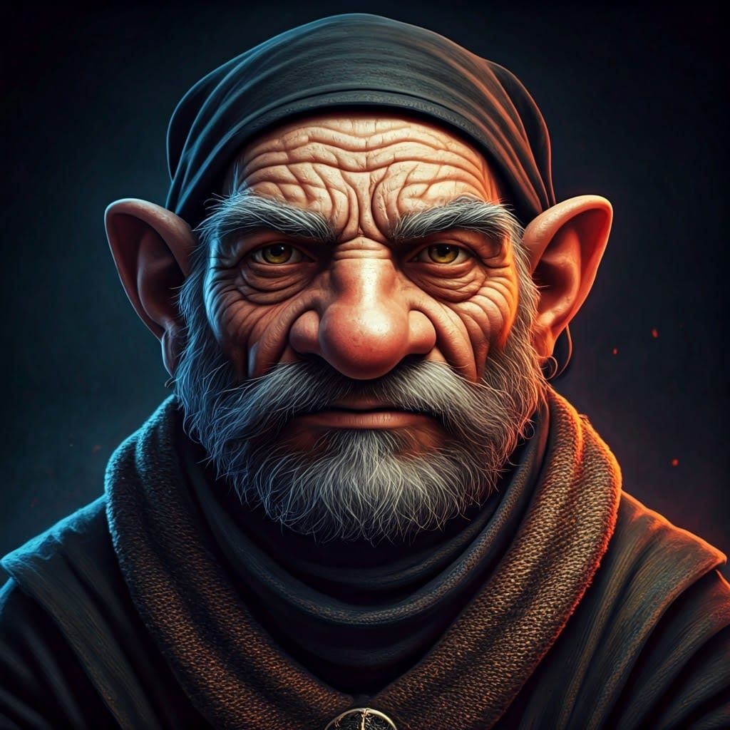 Enigmatic Gnome Warlock in Dramatic Lighting
