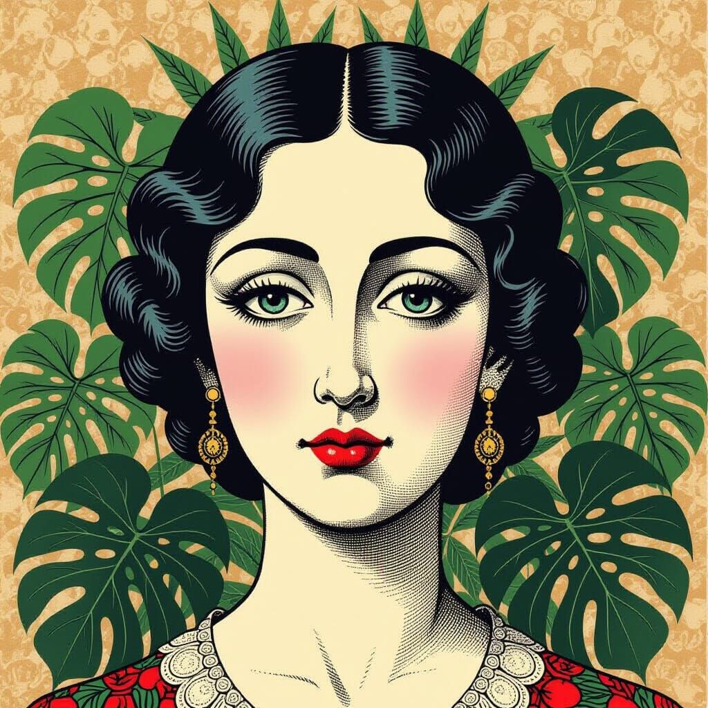 Art Deco Monstera, Surrealist Style