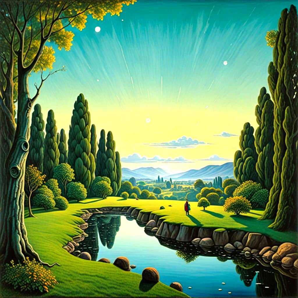 Surreal Gemstone Landscape in Salvador Dali Style