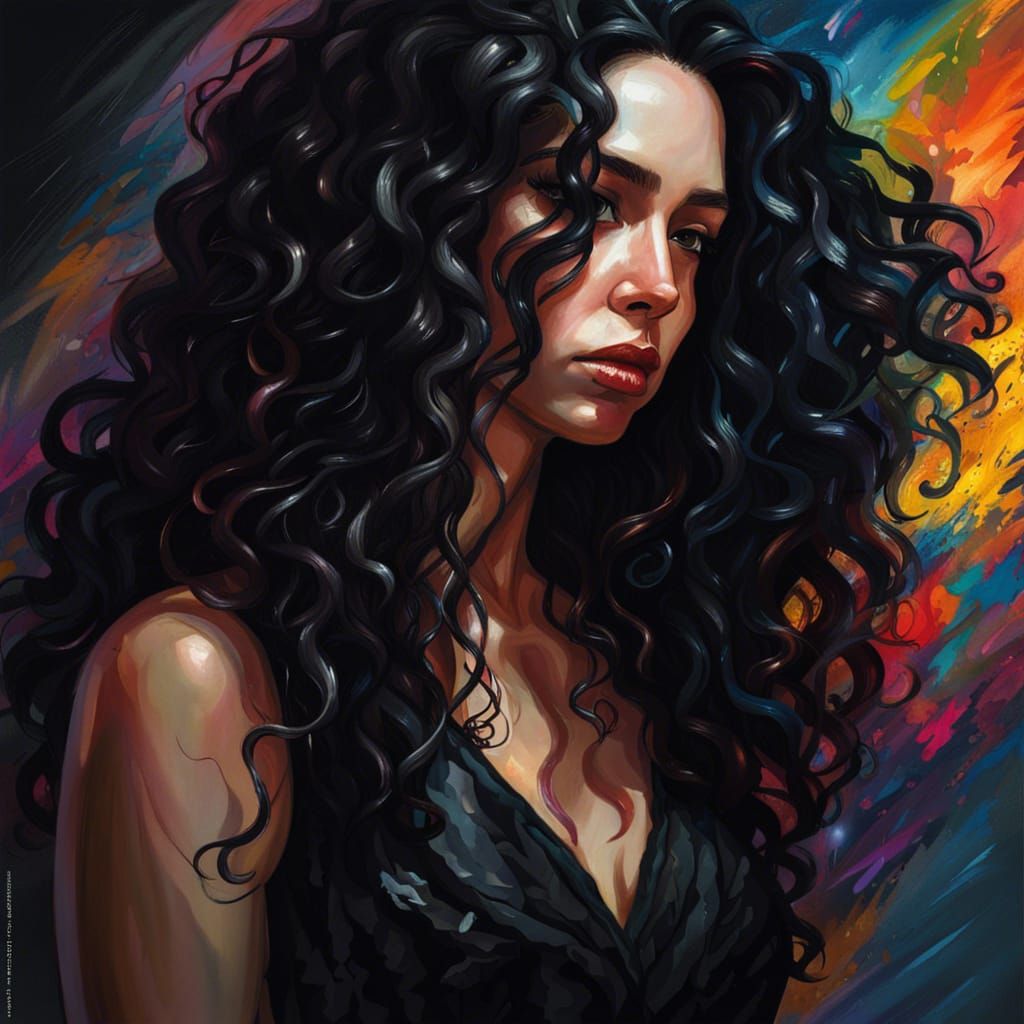 Sad Woman in Black Dress: Hyperrealistic Portrait