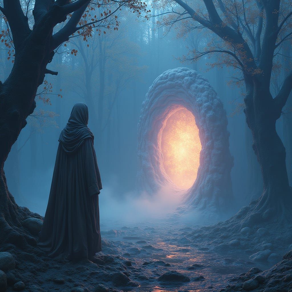 Melancholic Figure in Dreamlike Realm