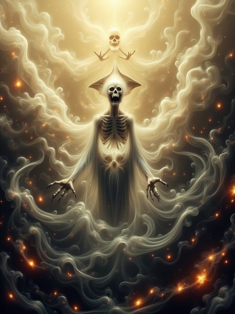 Ethereal Ghost Pirate with Skeletal Face