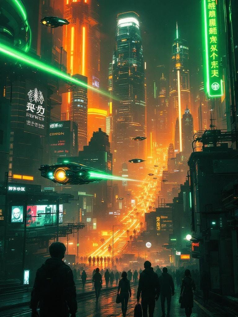 Futuristic Cyberpunk Cityscape at Night