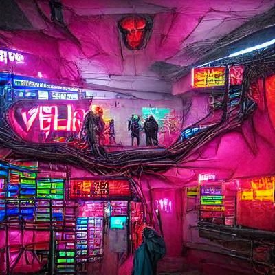 Cyberpunk Art Gallery in Hell