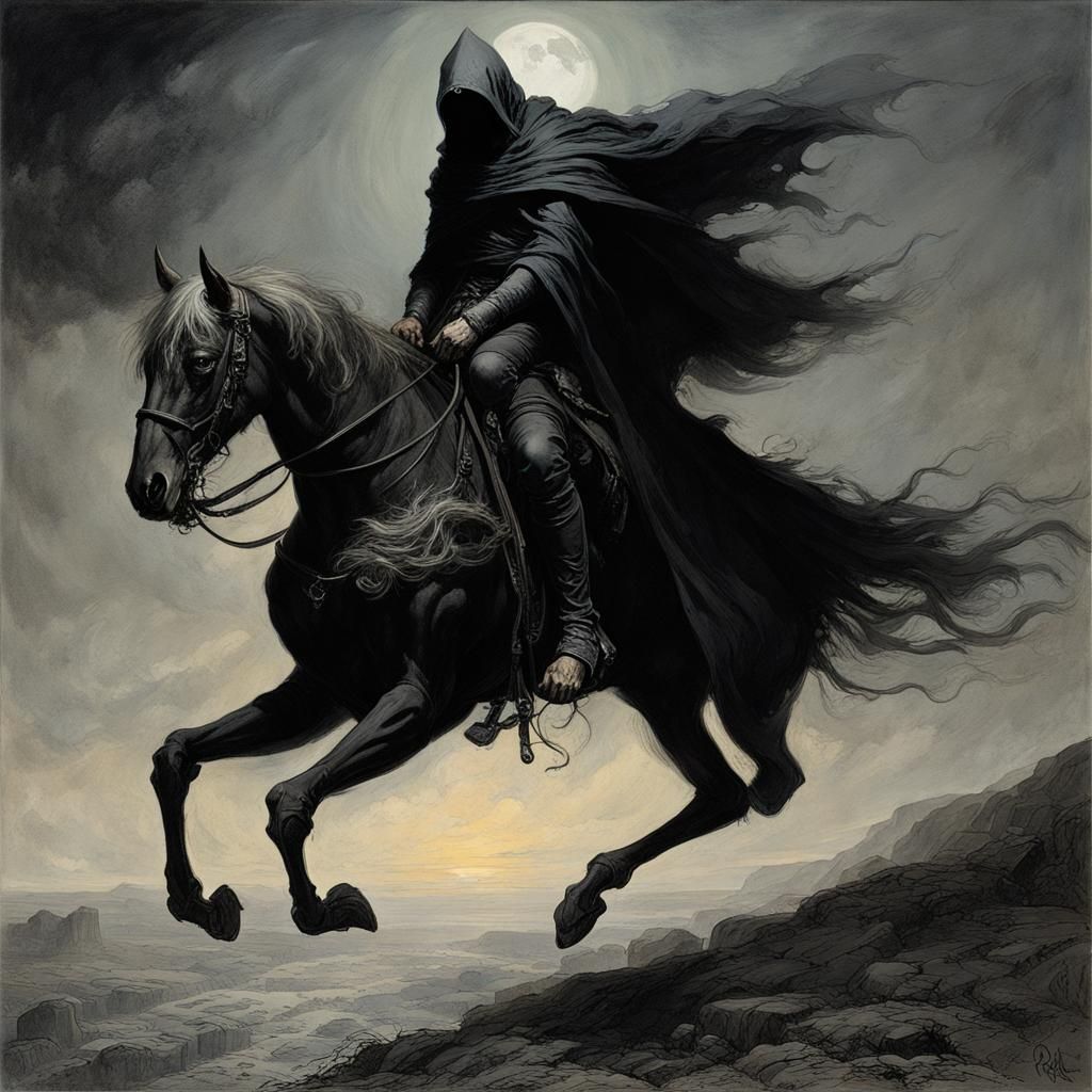 Headless Spectral Rider on Jet-Black Steed