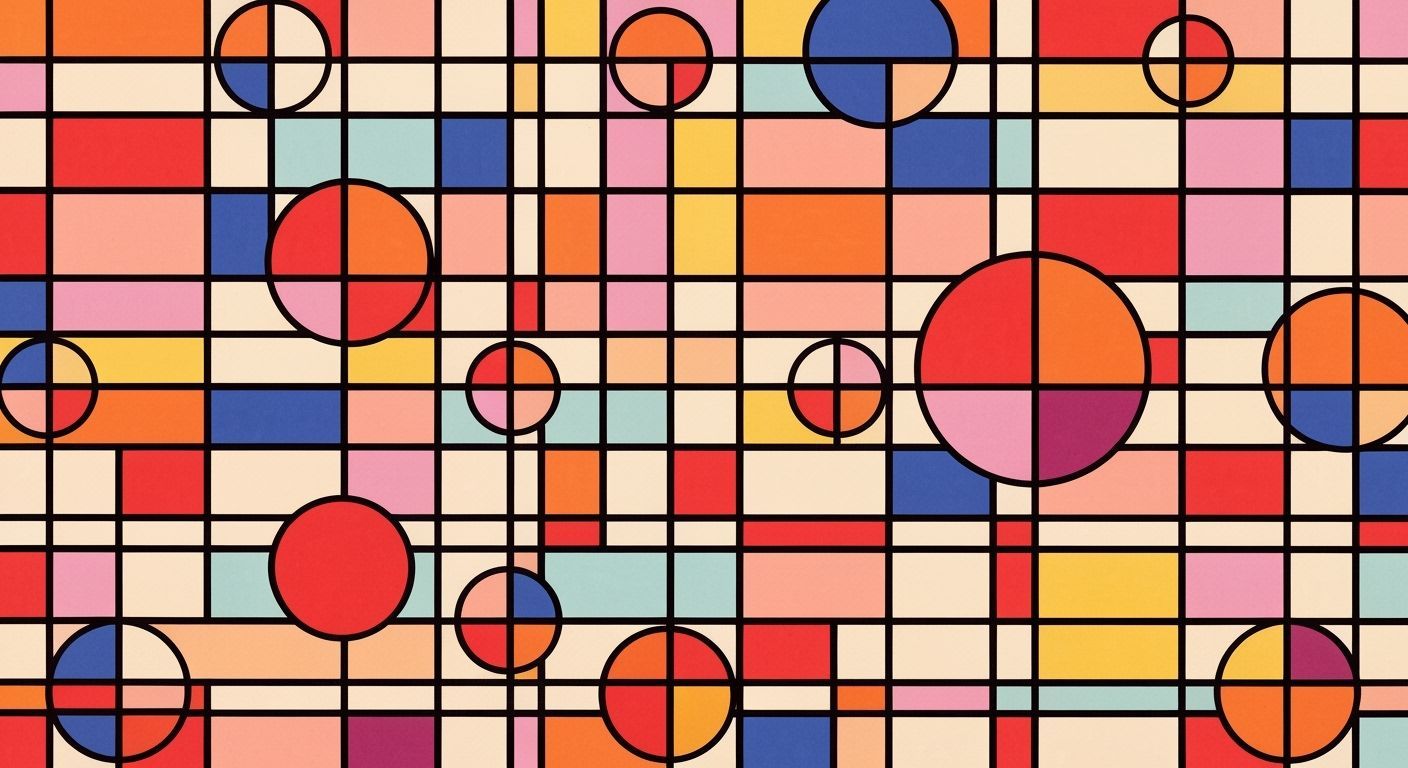 Vibrant Circle Network in Mondrian Style