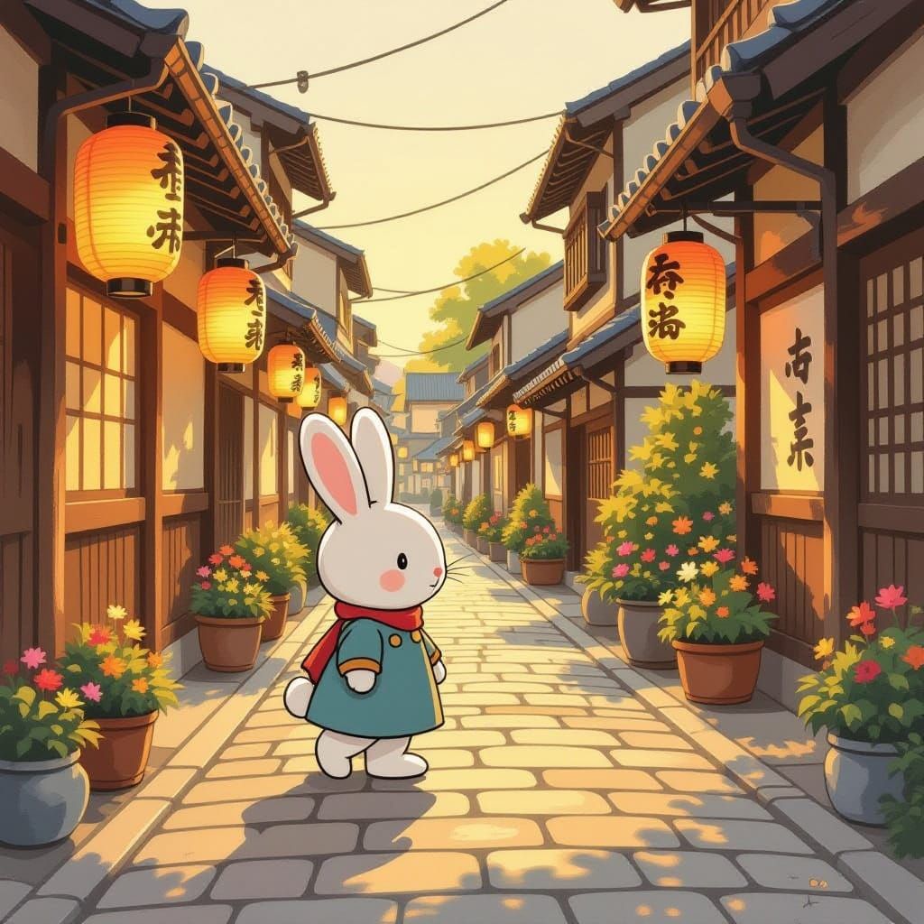 Miffy Rabbit Explores Japanese Streets in Storybook Style