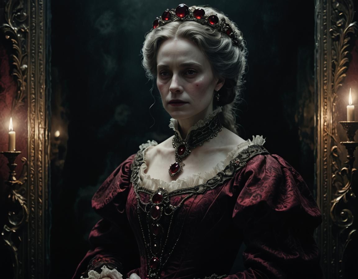 Eerie Victorian Noblewoman with Cursed Ruby Brooch