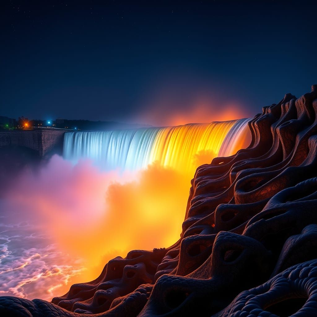 Niagara Falls at Night: Ultra-Realistic Landscape