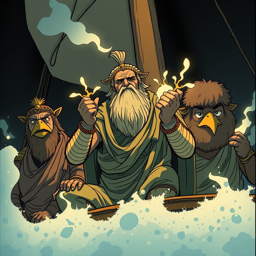 Ancient Greek Explorer Protects Crew in Comic Style