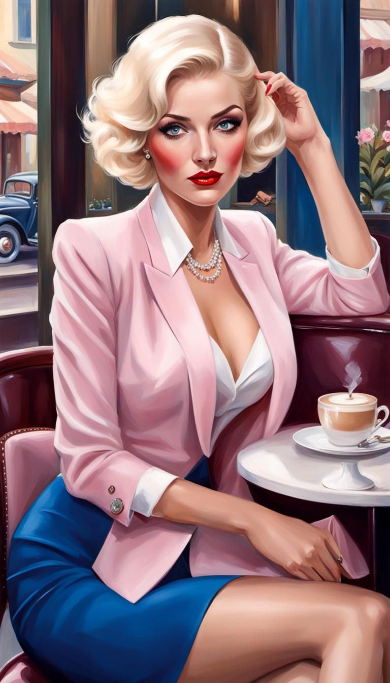 Gina at a cafe in Italy