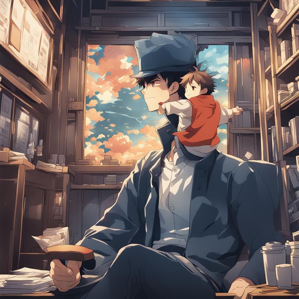 Father's Day Anime Art in Studio Trigger Style