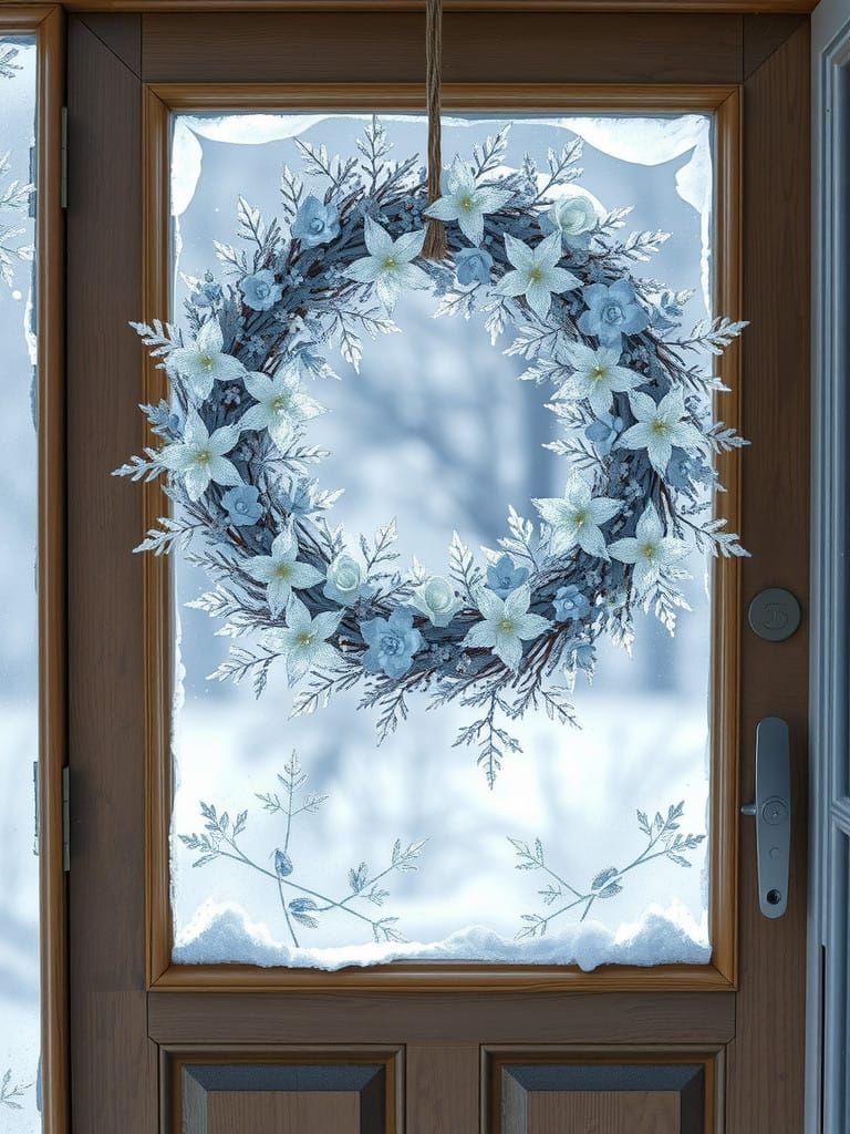 Winter Scene with Delicate Ice Flowers
