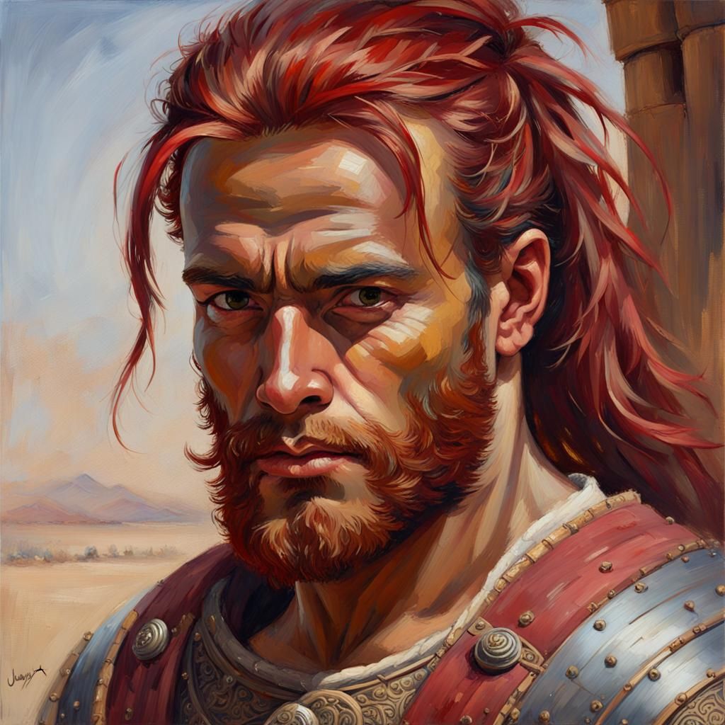 Arabian Warrior Portrait in Oil Painting Style