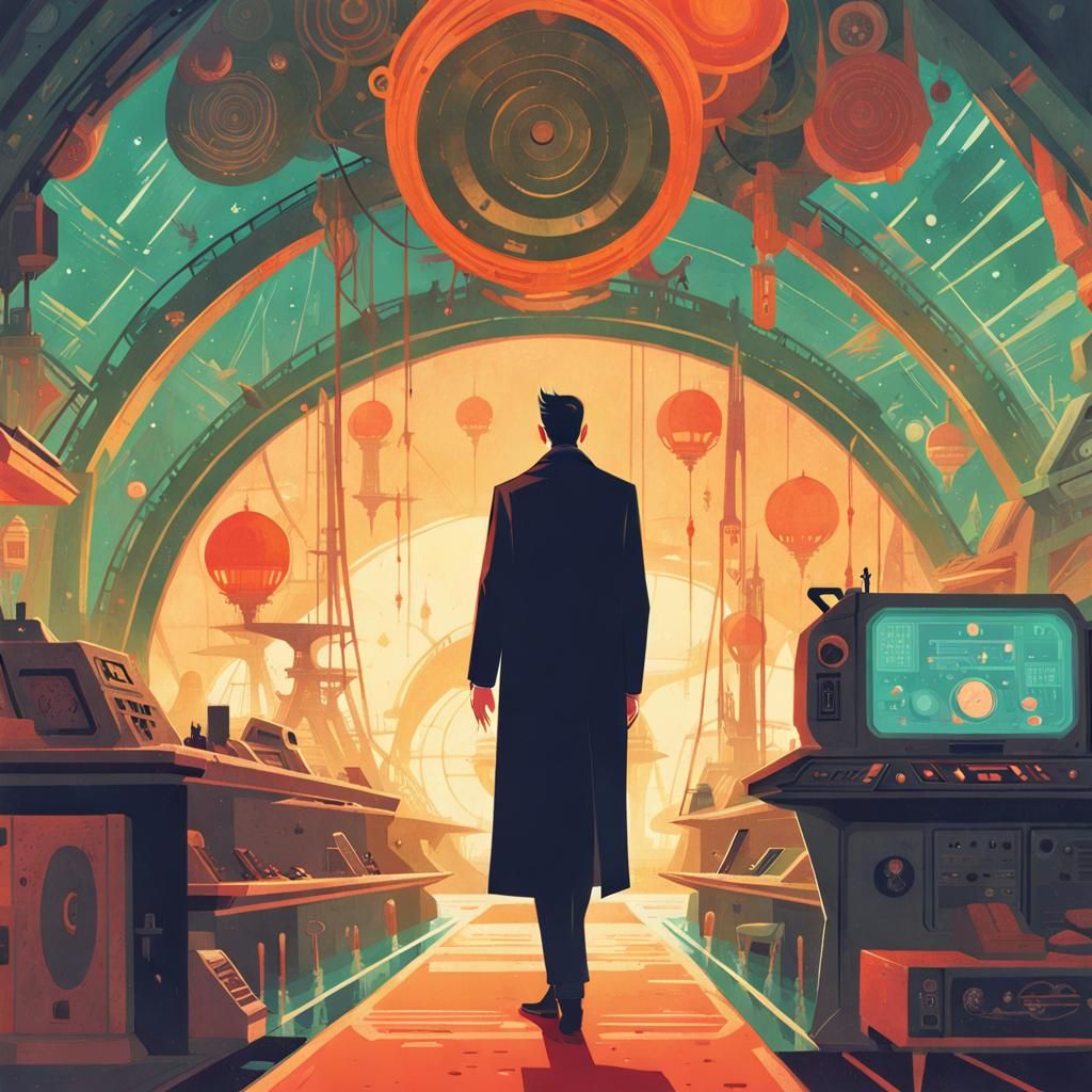 Gothic Vampire in Colony Spaceship, Science Fiction Art