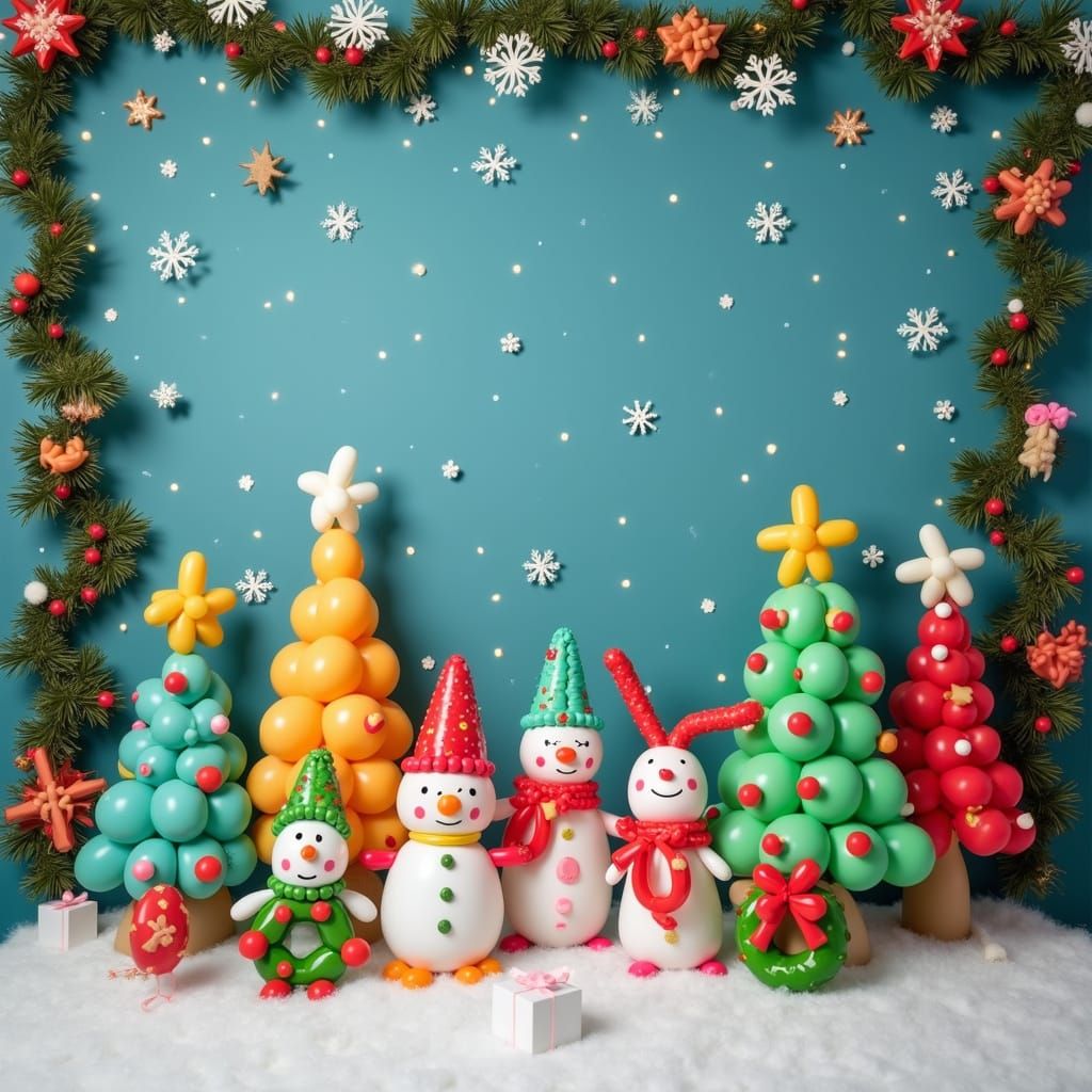 Festive Balloon Christmas Wonderland in Whimsical Style