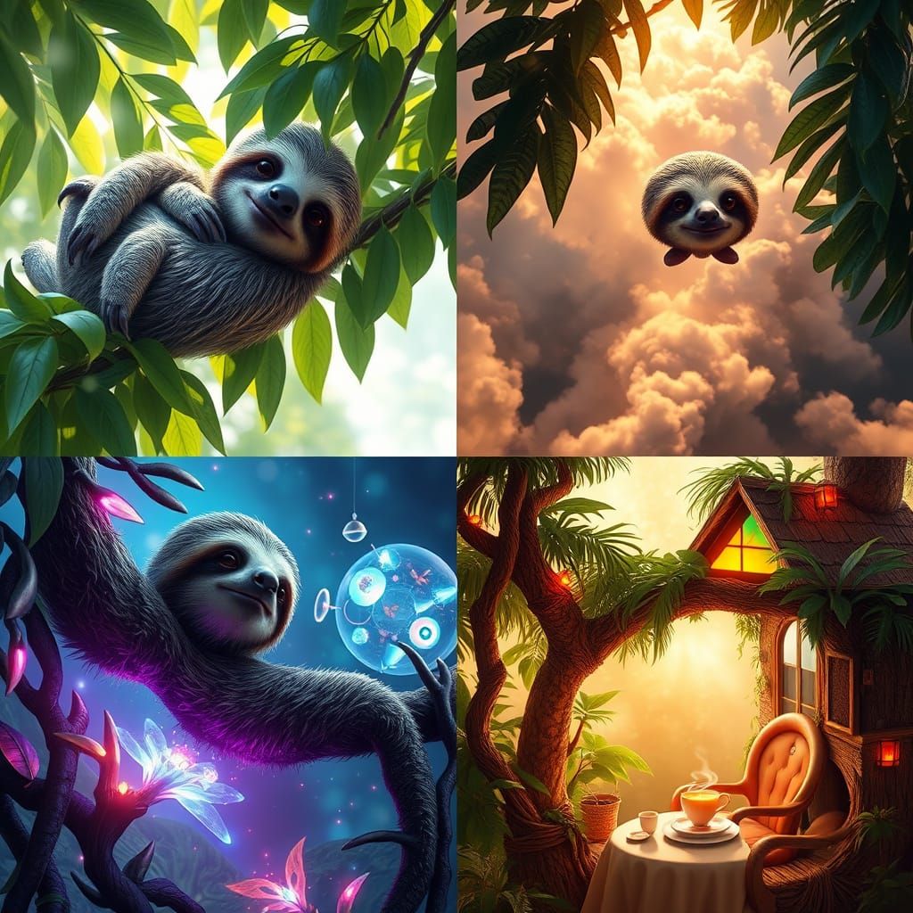 Vibrant Sloth Scenes: Rainforest to Future Jungle