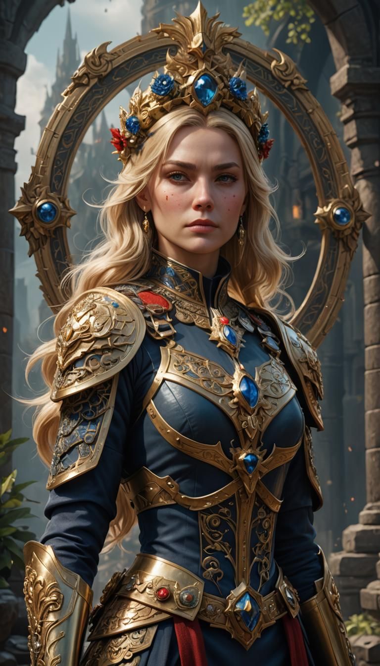 Blonde General with Decoration Insignia, Detailed Matte Pain...